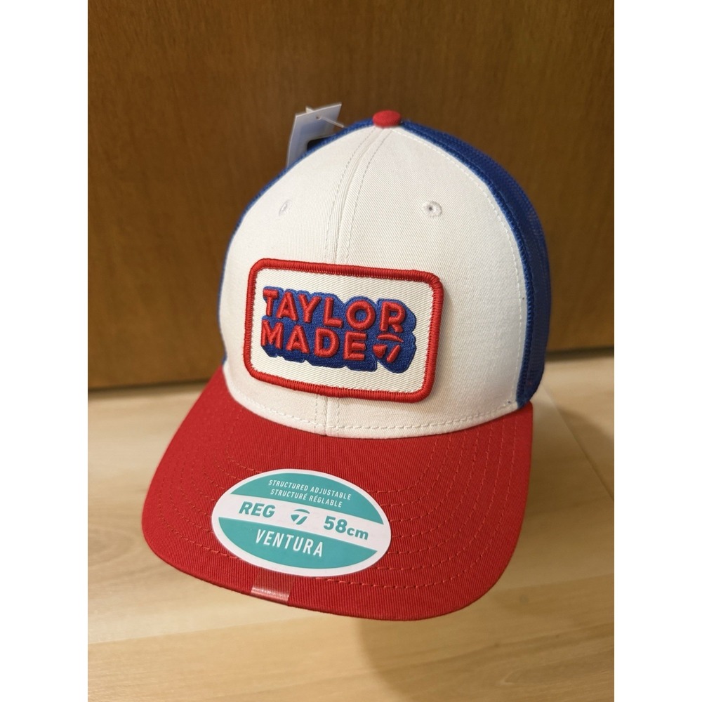 NEW TaylorMade Golf TM24 Retro Trucker Snapback Hat Red White Blue USA Ventura